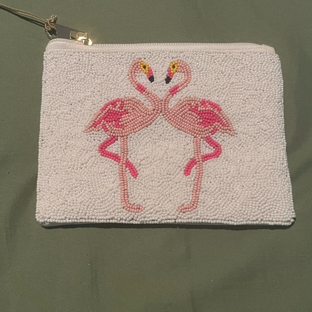 NWT The Tiny Tassel Flamingo Clutch (OS)